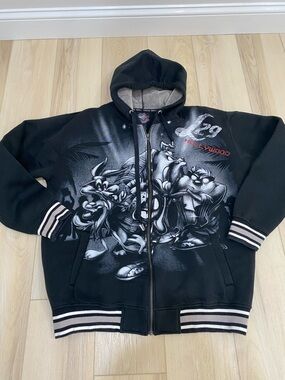 Vintage Lot 29 Looney Tunes All Over Print Zip Up Hoodie Size Men’s Large